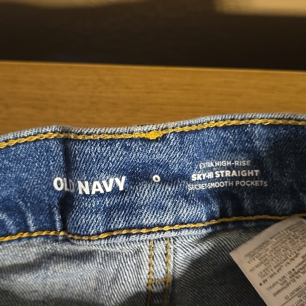 Old Navy Blue Extra High Rise Straight Jeans Classic Denim 0 - Picture 2 of 5